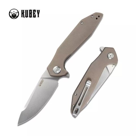 Nóż składany Kubey Nova Tan G10, Bead Blasted D2 (KU117I)