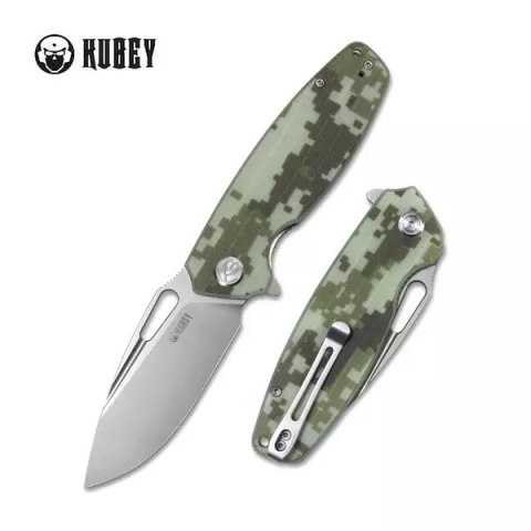 Nóż składany Kubey Tityus Camo G10, Bead Blasted D2 (KU322K)