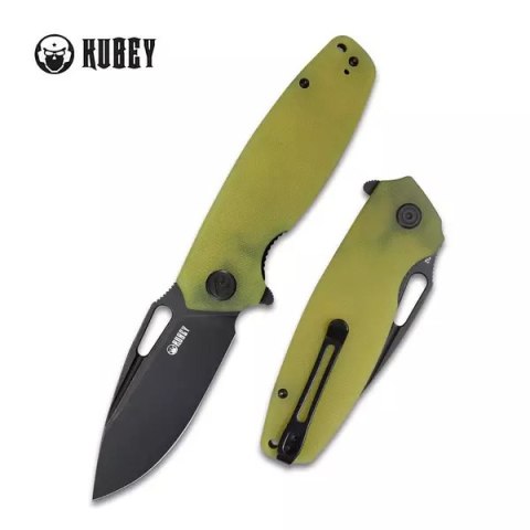 Nóż składany Kubey Tityus Translucent Yellow G10, Dark Stonewashed D2 (KU322G)