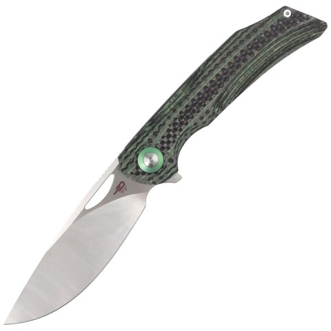 Nóż składany Bestech Falko Carbon Fiber/Green G10, Satin 154CM by Kombou (BL01C)