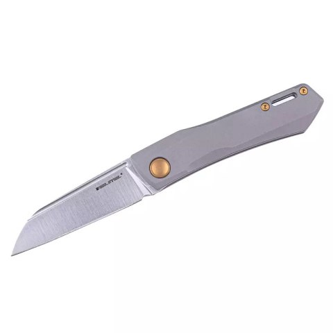 Nóż składany Real Steel Solis Gray/Gold Titanium, Satin N690 by Poltergeist Work (7062G)