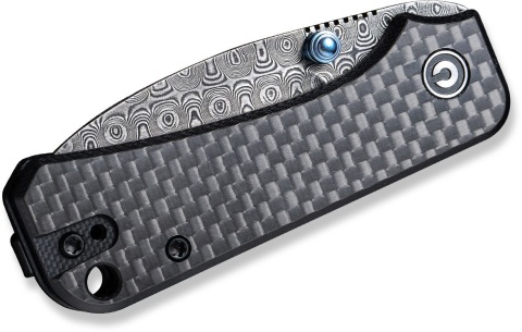 Nóż składany Civivi Baby Banter Twill Carbon Fiber overlay on Black G10, Black Hand Rubbed Damascus by Ben Petersen (C19068S-DS1