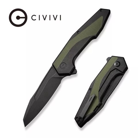 Nóż składany Civivi Hypersonic Black Steel / OD Green G10, Black Stonewashed 14C28N by Gustavo T. Cecchini (C22011-1)