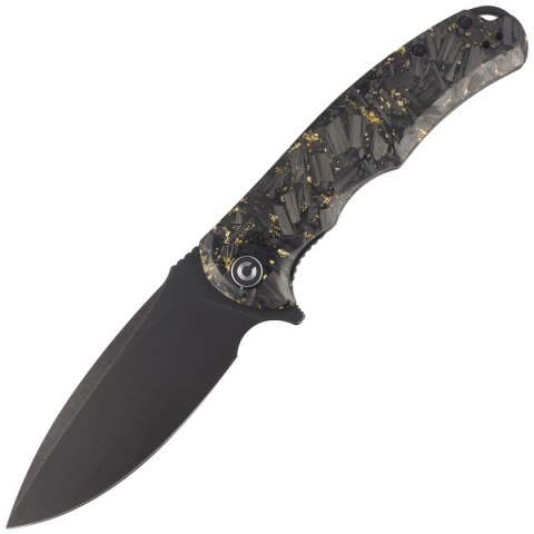 Nóż składany Civivi Praxis Shredded Carbon Fiber / Golden Shred, Black Stonewashed 9Cr18MoV (C803J)