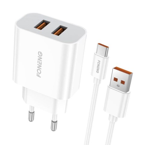 Ładowarka sieciowa Foneng EU45 12W, 2x USB + Kabel USB C