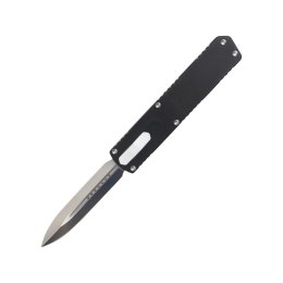 Nóż automatyczny OTF TacKnives TAKCOM Nighthawk V2 Double Edge Black Aluminum, Satin 154CM