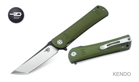 Nóż składany Bestech Kendo Army Green G10, Black / Satin D2 (BG06B-2)