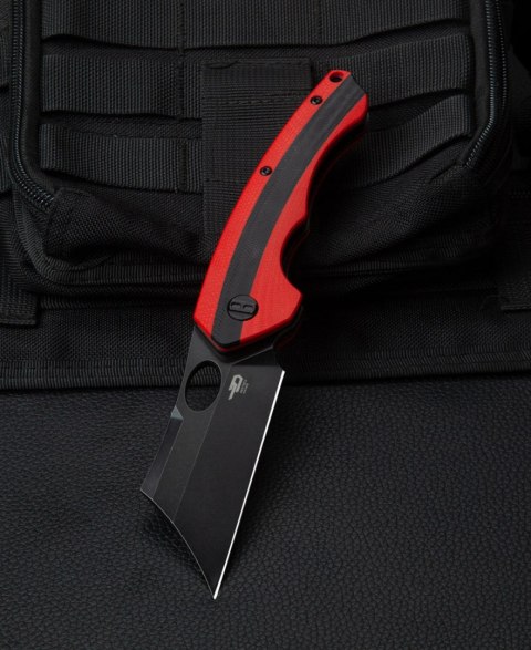 Nóż składany Bestech Skirmish Red / Black G10, Black Stonewashed D2 (BG44D)