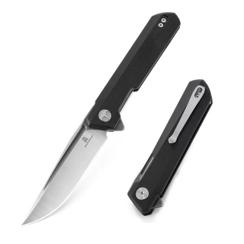 Nóż składany Bestechman Dundee Black G10, Grey Titanized / Satin D2 by Ostap Hel (BMK01D)