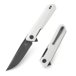 Nóż składany Bestechman Dundee White G10, Grey Titanized / Satin D2 by Ostap Hel (BMK01G)