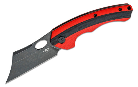 Nóż składany Bestech Skirmish Red / Black G10, Black Stonewashed D2 (BG44D)