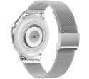 Smartwatch Damski Rubicon RNCF02-1 Srebrno-Srebrny + Czarny Silikonowy Pasek