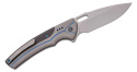 Nóż składany WE Knife Exciton LE No 184/205 Gray Titanium / Twill Carbon Fiber, Silver Bead Blasted CPM 20CV (WE22038A-3)