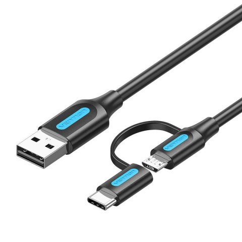 Kabel 2w1 USB 2.0 do USB-C/Micro USB Vention CQDBF 1m (czarny)
