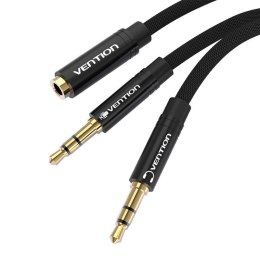 Kabel audio mini jack 3.5mm żeński do 2x mini jack 3.5 mm męski Vention BBLBAB 0.6m (czarny)