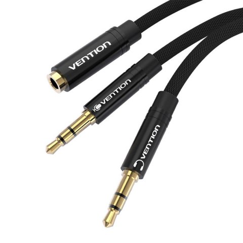 Kabel audio mini jack 3.5 mm żeński do 2x mini jack 3.5 mm męski Vention BBLBF 1m (czarny)