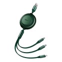 Kabel USB 3w1 Baseus Bright Mirror 2, micro USB / Lightning / USB-C, płaski, 3.5A, 1.1m (zielony)