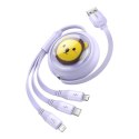 Kabel ładowania 3w1 Baseus USB do USB-C, USB-M, Lightning 3,5A, 1,1m (fioletowy)