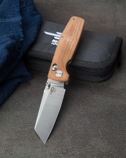 Nóż składany Bestech Slasher Natural Micarta, Satin D2 (BG43D)