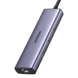 Adapter 6w1 UGREEN CM512 USB-C do 3x USB A 3.0, HDMI, RJ45, PD Converter