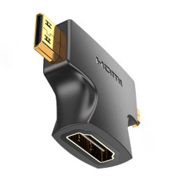 Adapter 2w1 HDMI do Micro/Mini HDMI Vention AGFB0 4K 30Hz (czarny)