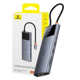 Hub 10w1 Baseus Metal Gleam II Series, USB-C do 1xHDMI, USB-A (10Gbps), USB-C, 2xUSB-A, Ethernet RJ45, karta SD/TF, mini-jack 3,