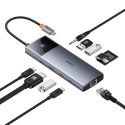 Hub 10w1 Baseus Metal Gleam II Series, USB-C do 1xHDMI, USB-A (10Gbps), USB-C, 2xUSB-A, Ethernet RJ45, karta SD/TF, mini-jack 3,