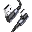 Kabel USB do USB-C, kątowy UGREEN US176, 3A, 2m (czarny)