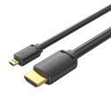 Kabel HDMI-D męski do HDMI-A męski Vention AGIBI 3m, 4K 60Hz (czarny)