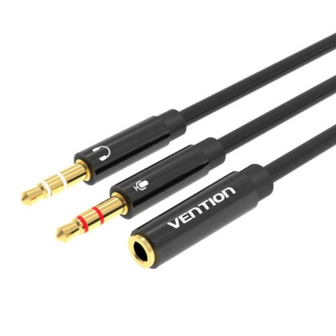 Kabel audio 2x 3,5mm męski do 4 biegunowego żeńskiego 3,5mm Vention BBTBY 0,3m czarny