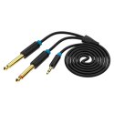 Kabel audio 3,5mm TRS do 2x 6,35mm Vention BACBG 1,5m czarny