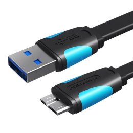 Płaski kabel USB 3.0 A do Micro B Vention VAS-A12-B100 1m Czarny