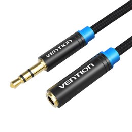 Kabel audio 3,5mm męsko- żeński w bawełnianym oplocie Vention VAB-B06-B100-M 1m czarny