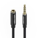 Kabel audio TRRS 3,5mm męski do 3,5mm żeński Vention BHCBF 1m czarny