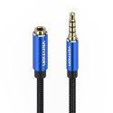 Kabel audio TRRS 3,5mm męski do 3,5mm żeński Vention BHCLF 1m niebieski
