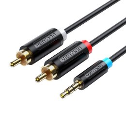 Kabel audio adapter 3,5mm męski na 2x męski RCA Vention BCLBL 10m czarny