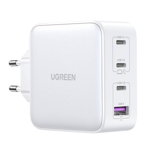 Ładowarka sieciowa UGREEN 15337 Nexode, 3xUSB-C, USB-A 3.0, PD3.0, QC4.0, GaN, 100W (biała)