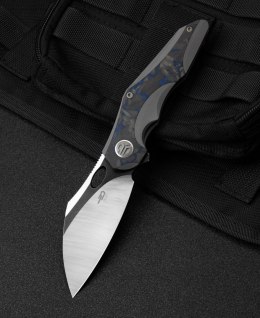 Nóż składany Bestech Nogard Grey Titanium/Black Blue Marbled Carbon Fiber, Satin/Black Stonewashed M390 by Kombou (BT2105A)