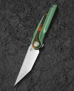 Nóż składany Bestech Blind Fury Orange Carbon Fiber / Green Titanium, Stonewashed / Satin M390 by Grzegorz Grabarski (BT2303C)