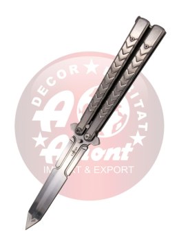 Nóż składany motylek Third Balisong Grey Stainless Steel, Chrome 420 (K2813-1)