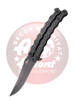 Nóż składany motylek Third Balisong Chain Design Black Stainless Steel, Black 420 (K2819BK)