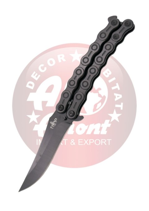 Nóż motylkowy Third Decor Habitat Balisong Chain Black Stainless Steel, Black 420 (K2819BK)