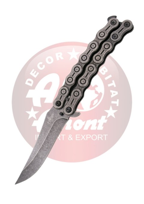 Nóż motylkowy Third Decor Habitat Balisong Chain Stainless Steel, Stonewashed 420 (K2819)