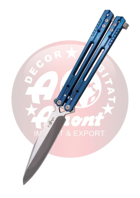 Nóż motylkowy Third Decor Habitat Balisong Blue Titanium Stainless Steel, Satin 420 (K2920A)