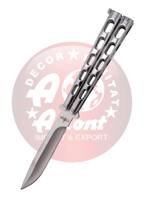 Nóż motylkowy Third Decor Habitat Balisong Silver Stainless Steel, Satin 420 (K2919B)