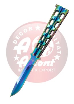 Nóż motylkowy Third Decor Habitat Balisong Shiny Rainbow Stainless Steel, Shiny Rainbow 420 (K2919W)