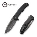 Nóż CIVIVI Praxis Button Lock C18026E-DS1, 9,5 cm Damascus, Czarny Aluminium