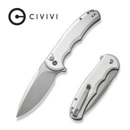 Nóż składany Civivi Button Lock Praxis Silver Aluminium, Satin Nitro-V (C18026E-2)