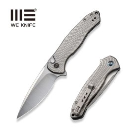 Nóż składany WE Knife Button Lock Kitefin LE No 022/155 Gray Titanium, Hand Polished Satin CPM 20CV (WE19002M-2)