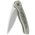 Nóż składany WE Knife Button Lock Kitefin LE No 103/157 Green Titanium/Jungle Wear Fat Carbon, Hand Polished Satin CPM 20CV (WE1